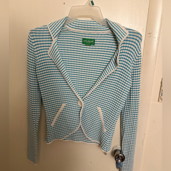 C A Sport Casual Blue And White  Cardigan - Picture 2 of 11